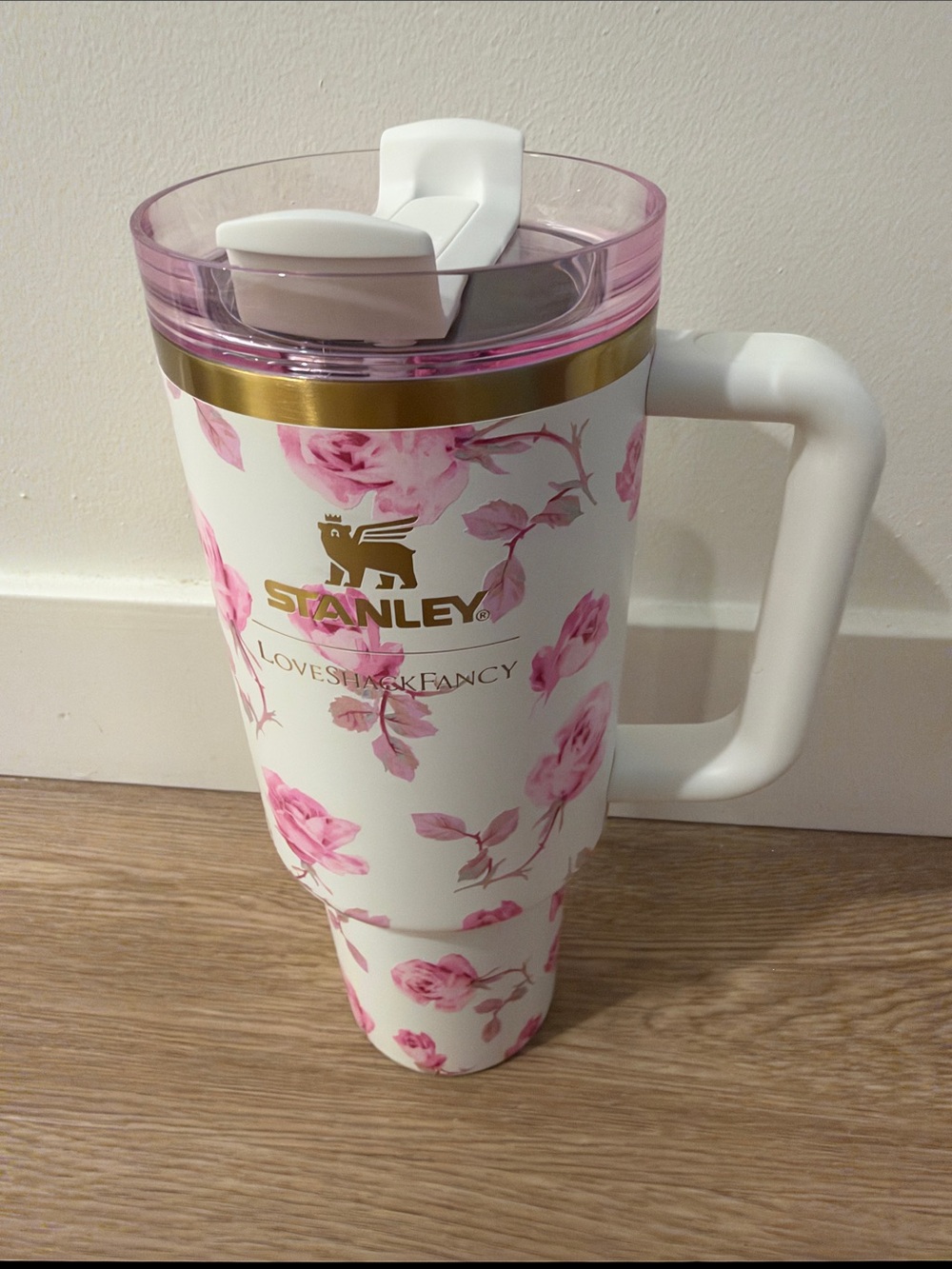 Stanley White & Pink Floral Insulated Travel Tumbler